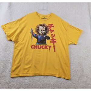 Chucky TShirt Mens 3XL Yellow Short Sleeve Knife Horror Halloween Good Guys Doll